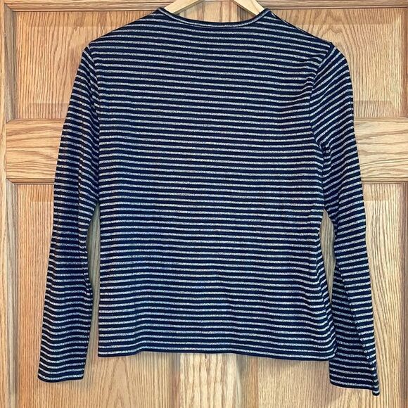 LAUREN Ralph Lauren Gold/Navy Striped Long Sleeve Shirt - Picture 7 of 9